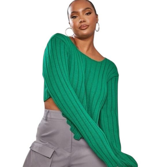 PrettyLittleThing Bright Green Crop Sweater Size XXL NEW - Picture 10 of 10